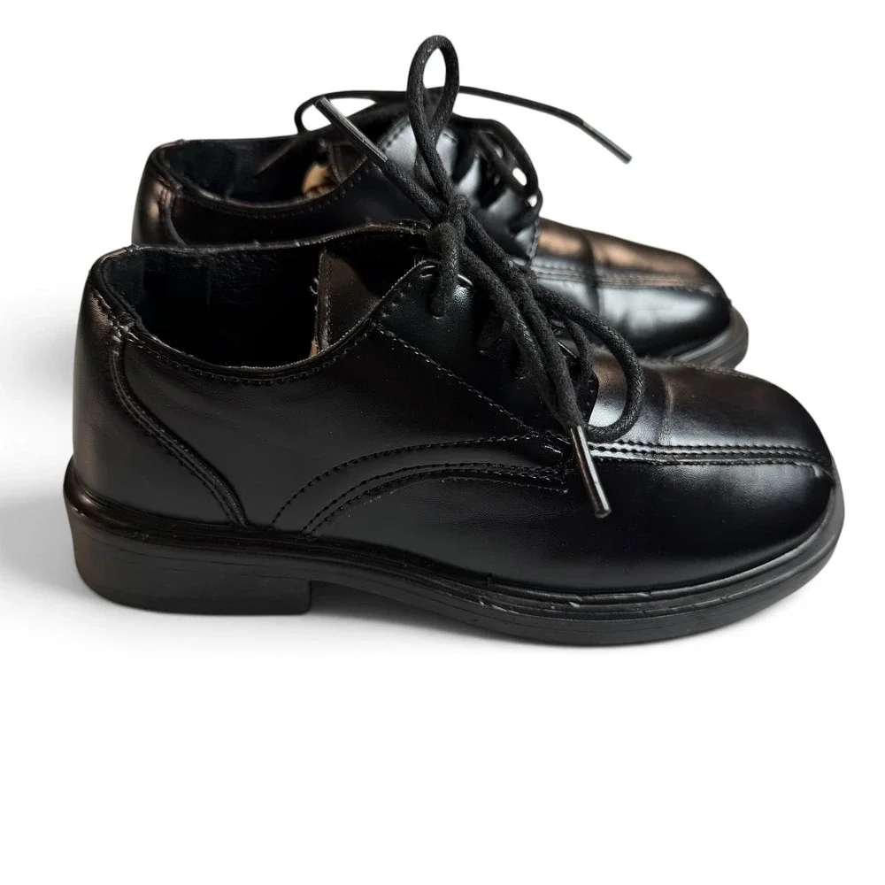 Deer Stags Gabe Boys Black Dress Shoes Lace Up Oxfords Size 11M Bicycle Toe